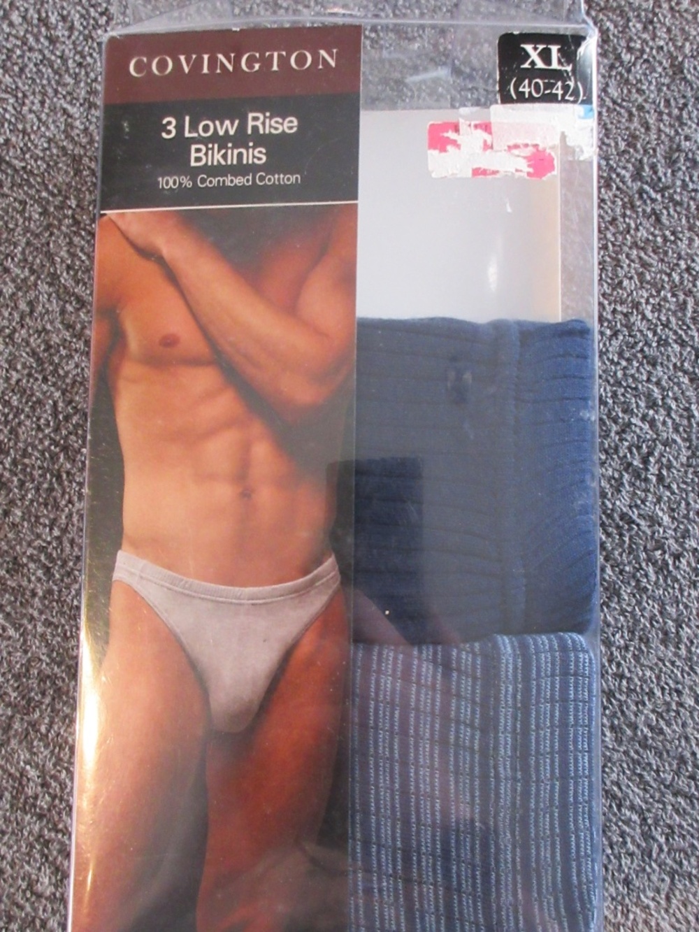 Two pairs of rare vintage men's Covington 100% cotton ribbed bikini briefs